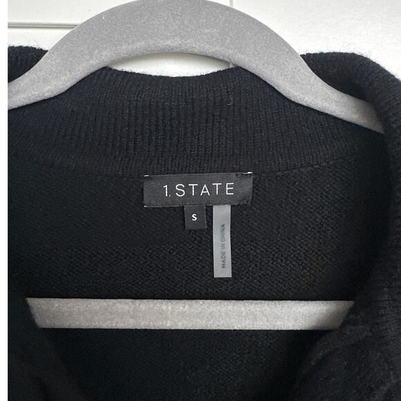 1.State Women's Black Cable Knit Polo Long Sleeve Sweater, Size S, EUC - Picture 3 of 4